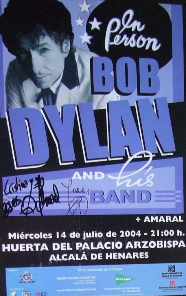 Cartel anunciando el concierto de Bob Dylan en Alcalá de Henares, en 2004.