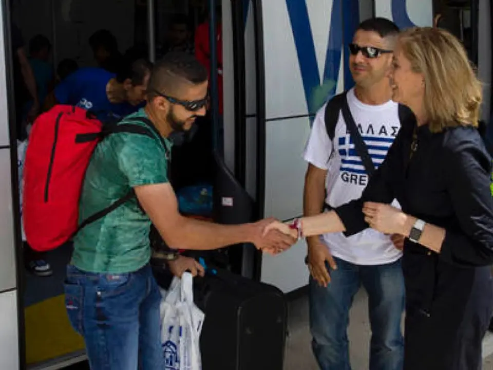 Llegada de los refugiados al aeropuerto de Barajas. Fuente imagen: Ministerio del Interior. 