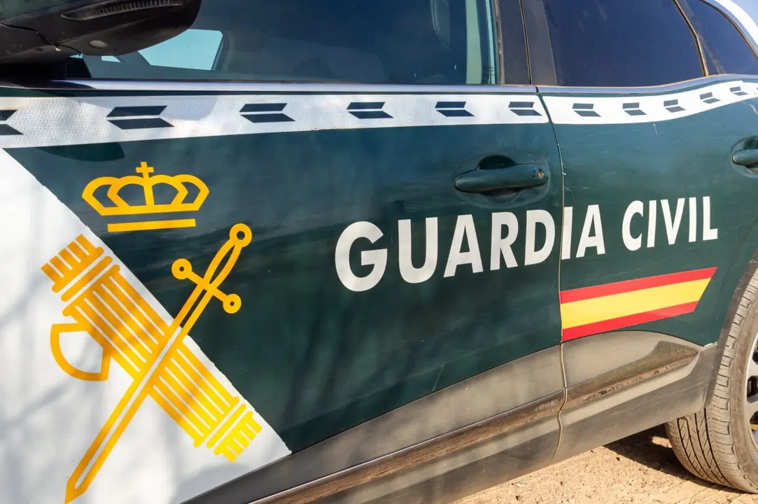 Badajoz, Spain. September 23, 2024. Side of a Spanish Civil Guard patrol car, with its emblem.