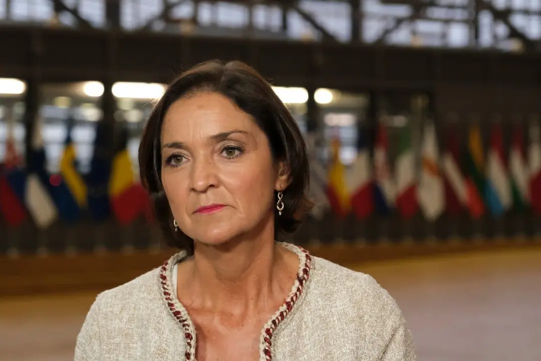 Spanish Tourism, Industry and Trade Minister, Reyes Maroto give a statement ahead of European Competitiveness (Internal Market and Industry) Council in Brussels, Belgium, 29 September 2021.