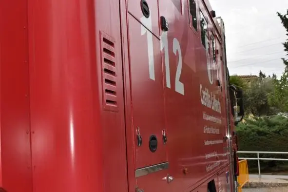 El cami&oacute;n de emergencias del 112 en Castilla-La Mancha durante un aviso rojo.
