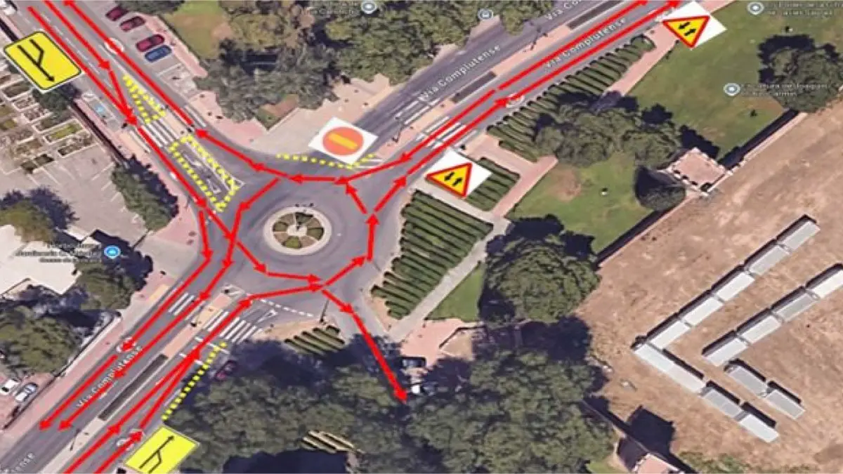 Plano de los desv&iacute;os y cambios de circulaci&oacute;n por la Fase 2 de las obras en V&iacute;a Complutense. AYUNTAMIENTO DE ALCAL&Aacute; DE HENARES