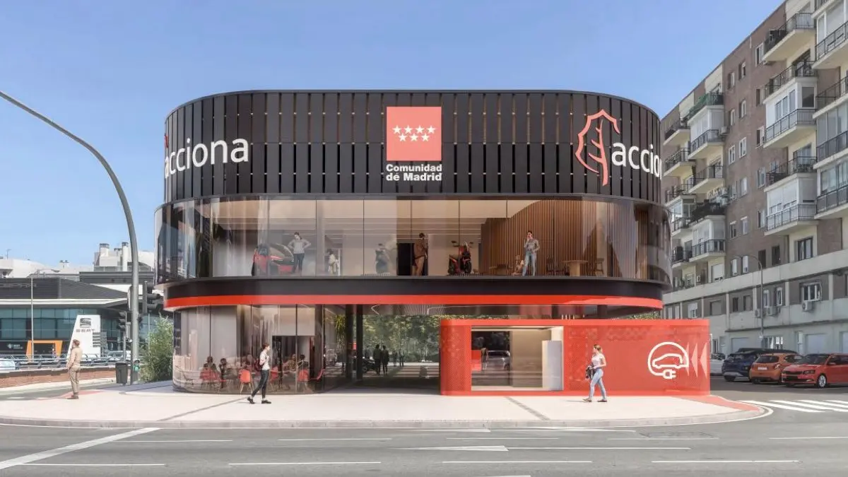 Electrolinera p&uacute;blica proyectada en el Paseo de la Castellana 276, dentro de la M-30. COMUNIDAD DE MADRID