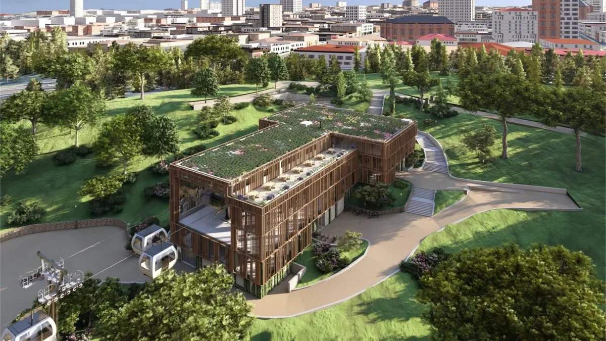 Recreaci&oacute;n del nuevo Telef&eacute;rico de Madrid tras su renovaci&oacute;n integral. AYUNTAMIENTO DE MADRID.