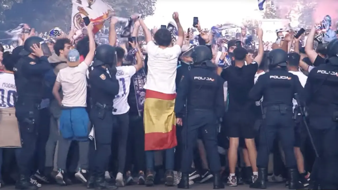 Dispositivo de la Polic&iacute;a Nacional en un partido de alto riesgo en el Bernab&eacute;u, en una imagen de archivo. MINISTERIO DEL INTERIOR