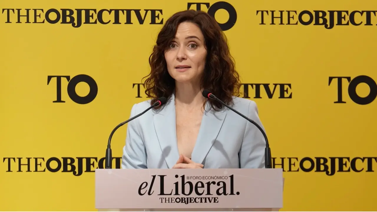 Ayuso durante su intervenci&oacute;n en el III Foro Econ&oacute;mico de The Objective. COMUNIDAD DE MADRID