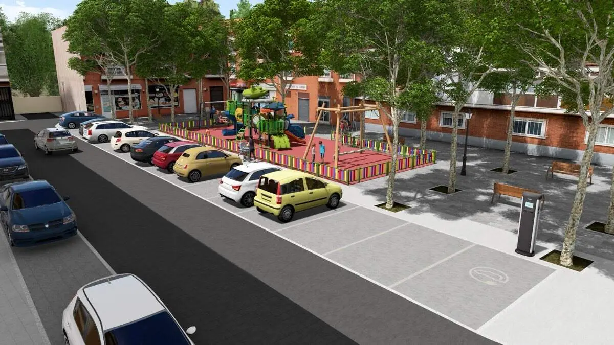 Recreaci&oacute;n de la renovaci&oacute;n del entorno con nueva zona infantil en el Casco Viejo. AYUNTAMIENTO DE MEJORADA DEL CAMPO