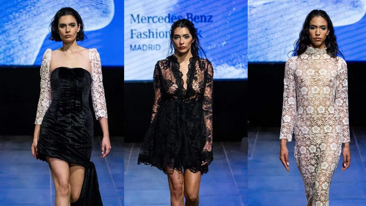 Dise&ntilde;os de la colecci&oacute;n &lsquo;El Renacer&rsquo; en la que ha participado Mar&iacute;a D&oacute;niga en la Mercedes-Benz Fashion Week Madrid. AYUNTAMIENTO DE TORREJ&Oacute;N DE ARDOZ