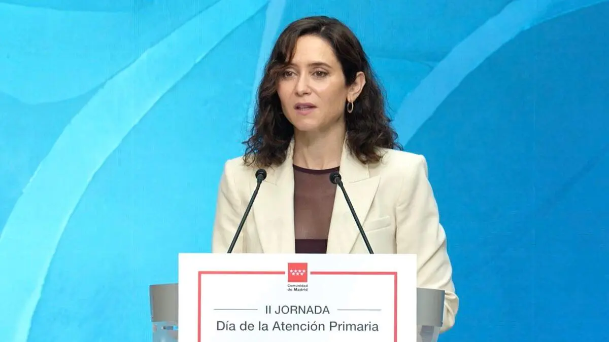 Isabel D&iacute;az Ayuso durante la II Jornada del D&iacute;a de la Atenci&oacute;n Primaria. COMUNIDAD DE MADRID