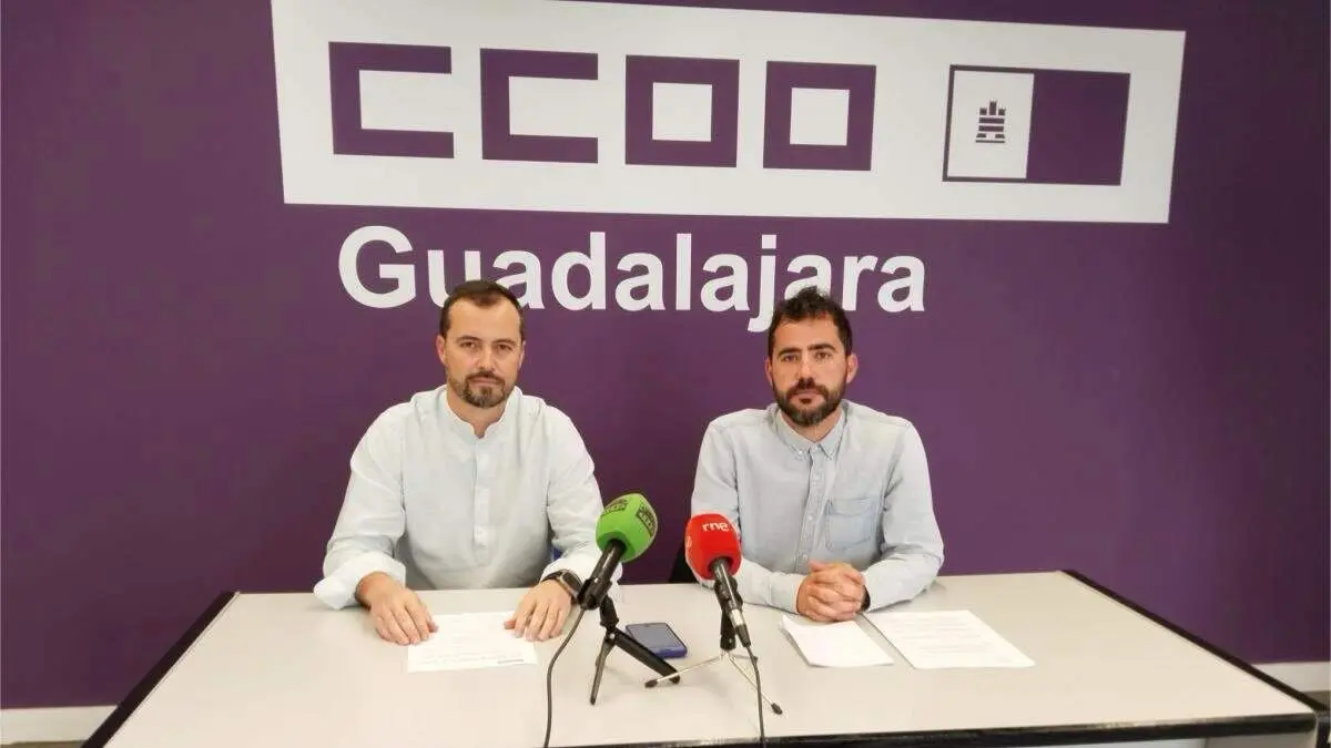 Responsables de CCOO Guadalajara durante la rueda de prensa. CCOO