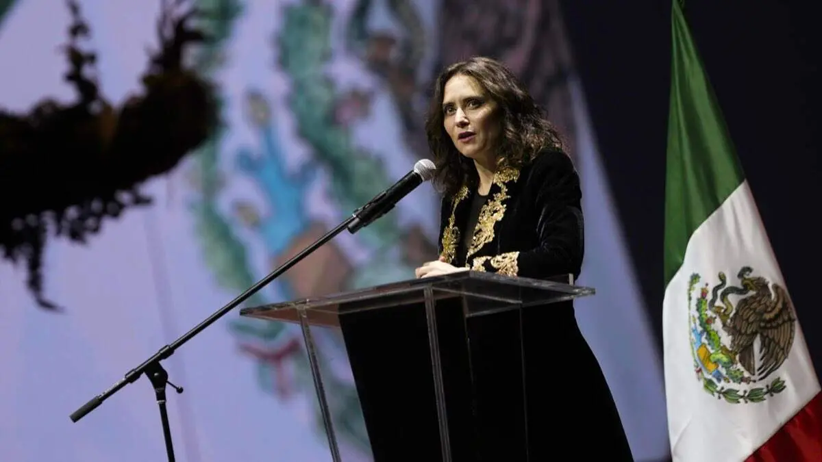 Isabel D&iacute;az Ayuso durante su intervenci&oacute;n anoche en M&eacute;xico. COMUNIDAD DE MADRID