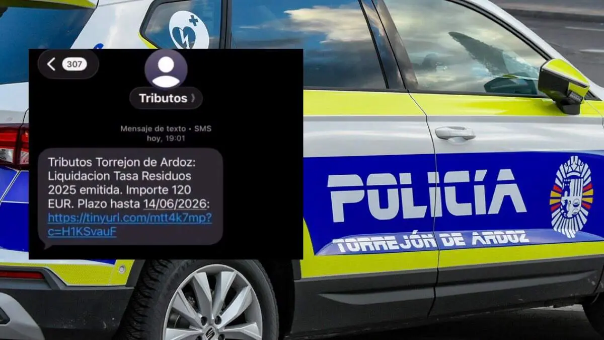 Mensaje fraudulento difundido por la Polic&iacute;a Local de Torrej&oacute;n de Ardoz. POLIC&Iacute;A LOCAL / MiraCorredormensaje 2.001