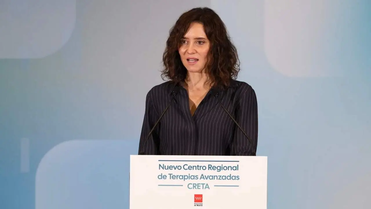 Isabel D&iacute;az Ayuso durante la presentaci&oacute;n del Centro Regional de Terapias Avanzadas. COMUNIDAD DE MADRID
