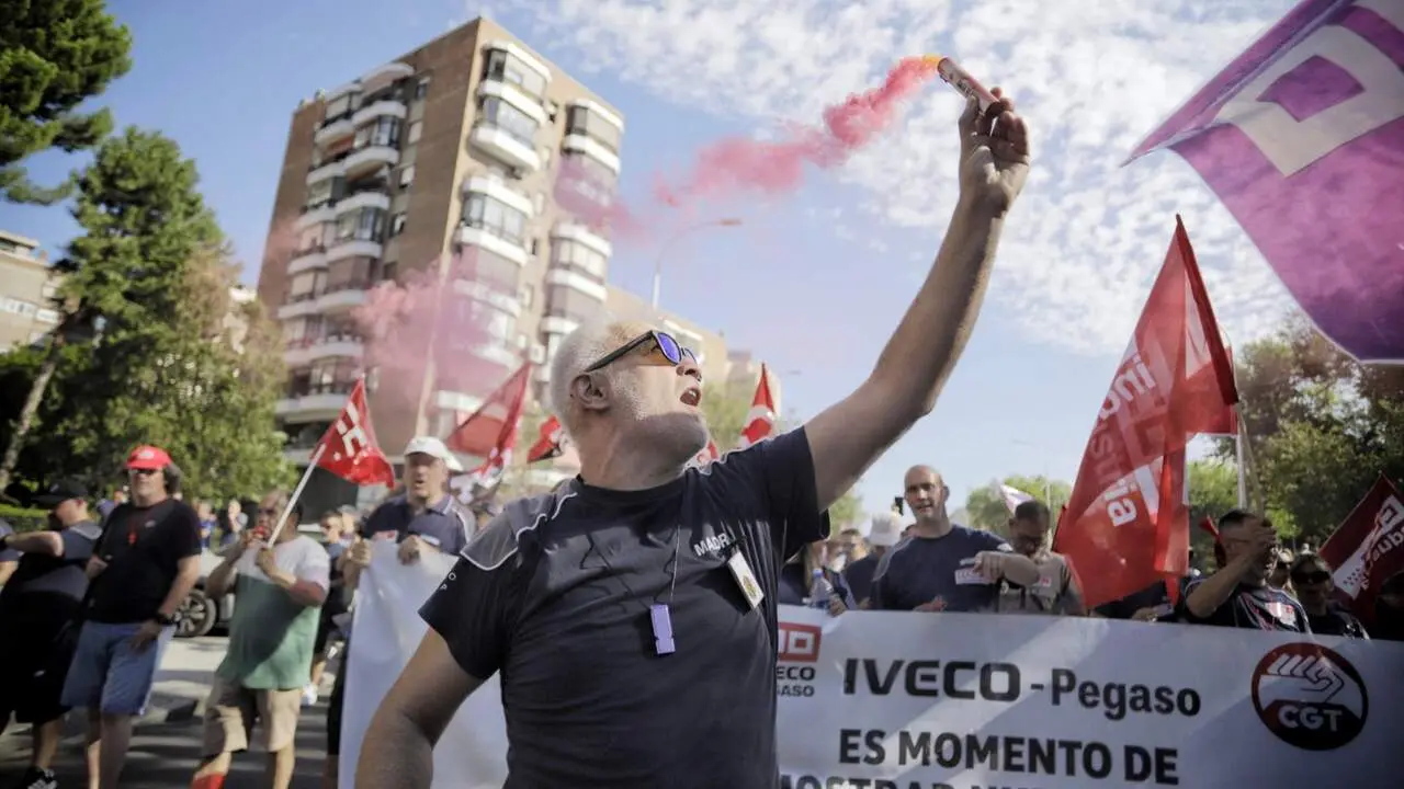 Manifestaci&oacute;n de la plantilla de Iveco Madrid. CCOO.