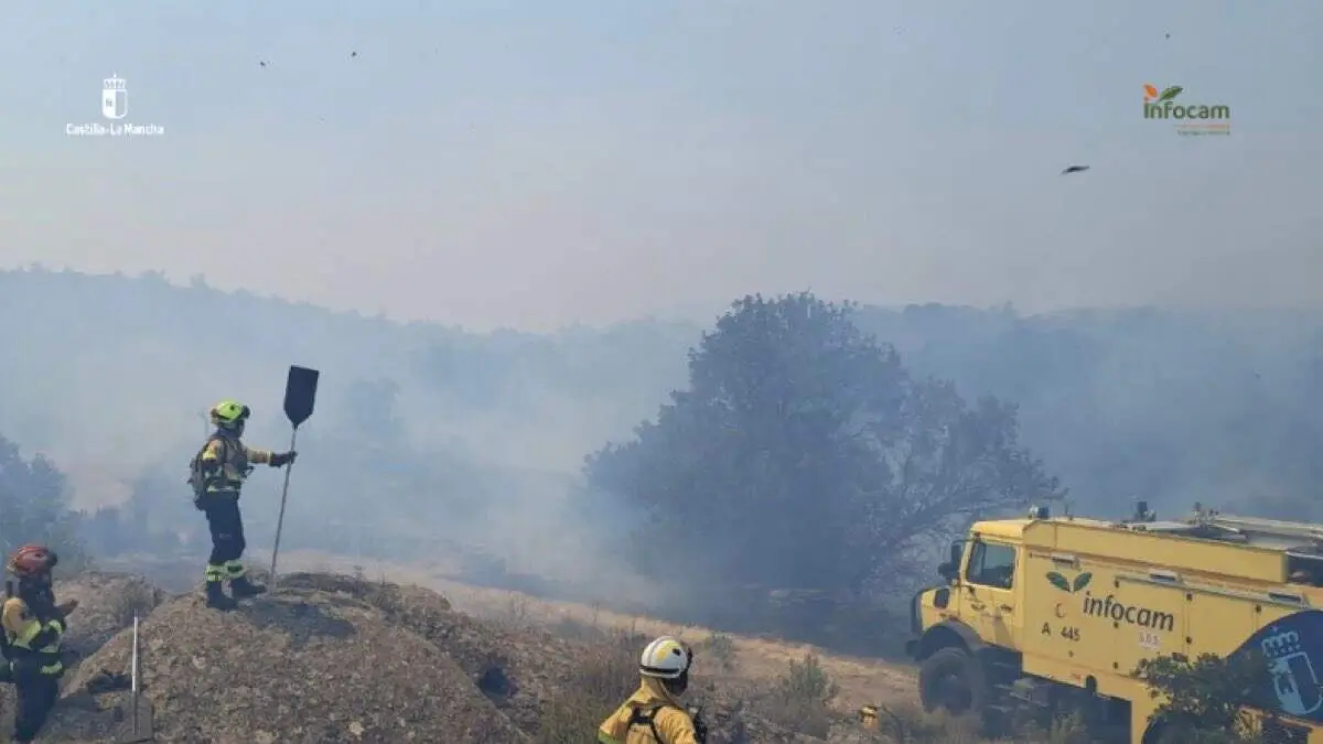 Incendio forestal de La Mierla (Guadalajara), este lunes. INFOCAM