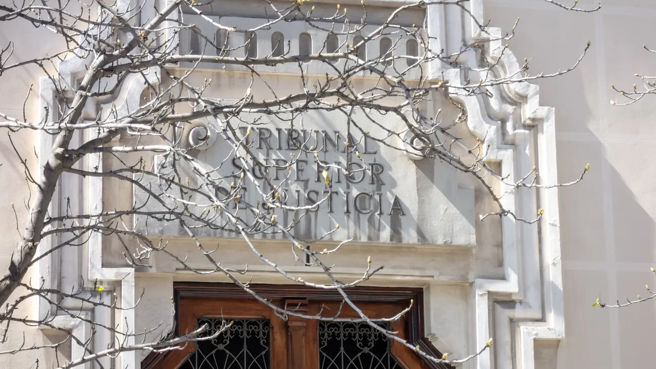 Madrid, Spain; 03-13-2021: Main entrance of the Superior Court of Justice of Madrid, where the challenge to the election decree will be resolved