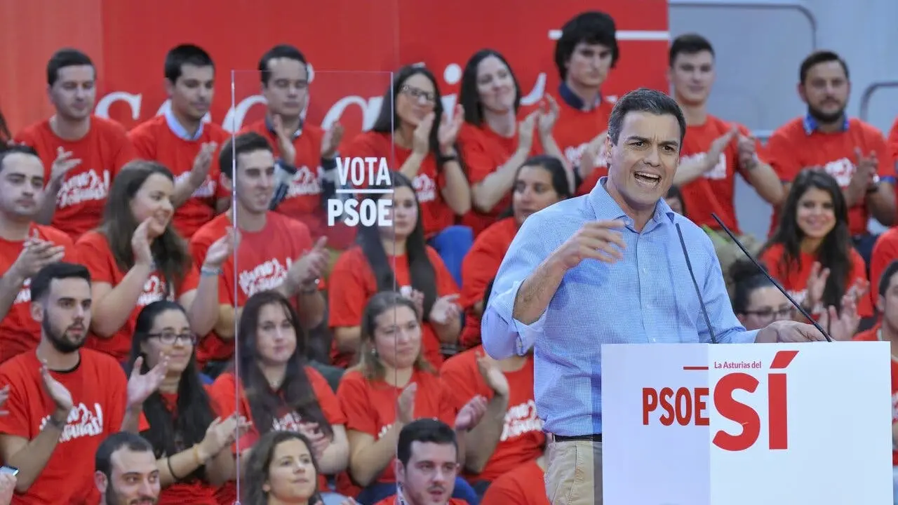 GIJON, SPAIN - MAY 8: Rally of the Spanish Socialist Workers' Party (PSOE) in May 8, 2015 in Gijon, Spain. Pedro Sanchez, General secretary of the Spanish Socialist Workers' Party (PSOE).