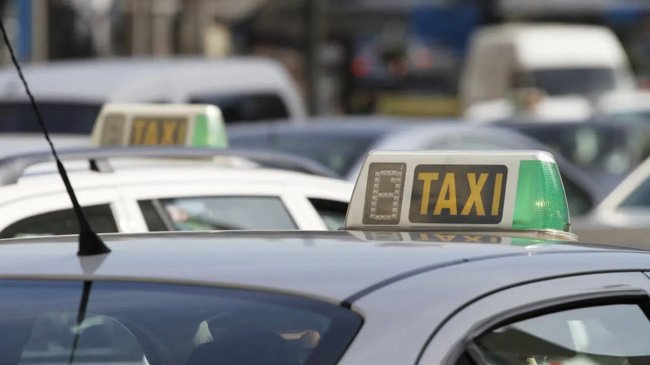 Taxicabs  in Madrid, Spain (shallow depth of field)