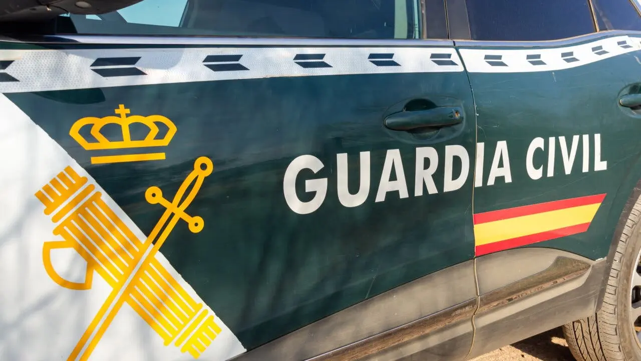 Badajoz, Spain. September 23, 2024. Side of a Spanish Civil Guard patrol car, with its emblem.