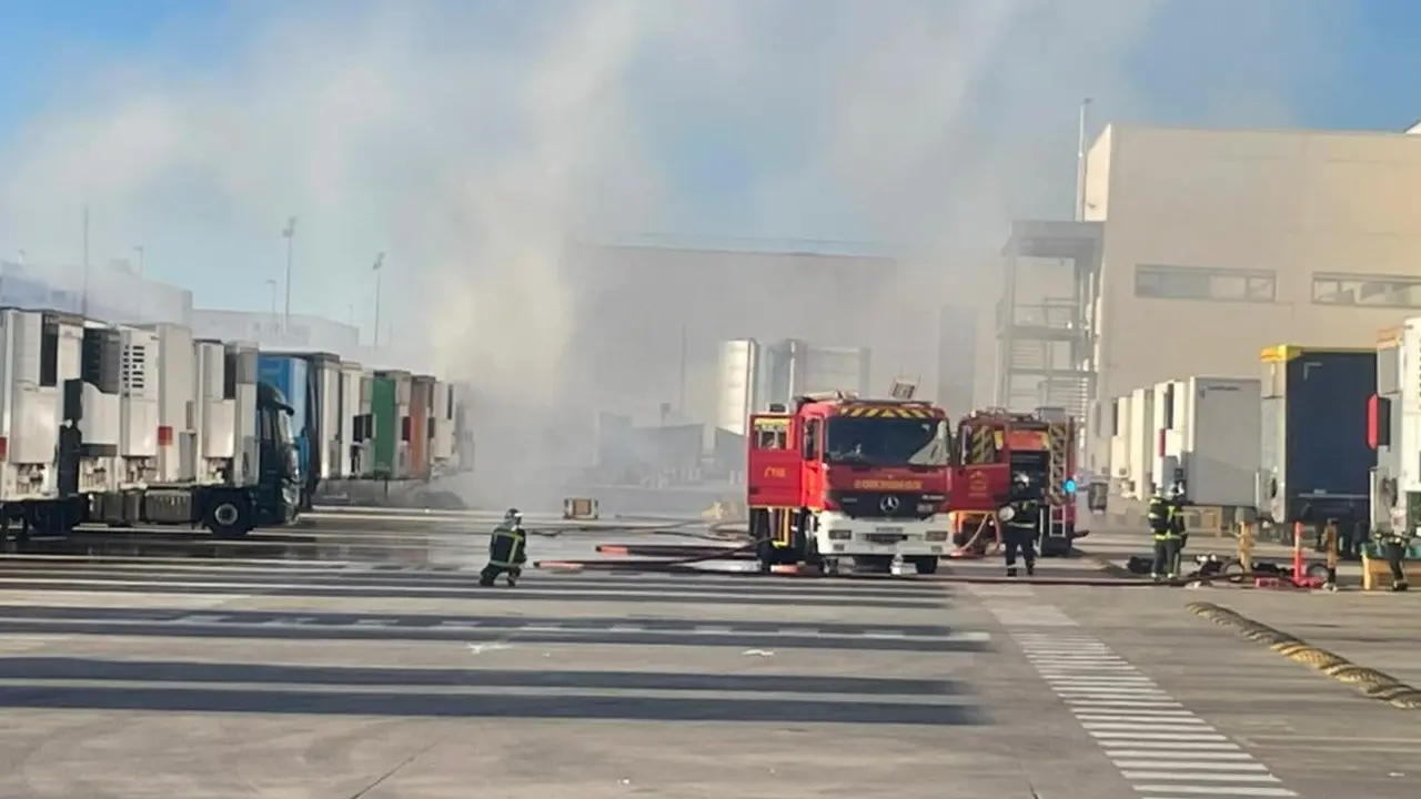 Los bomberos trabajan para controlar un incendio en San Fernando de Henares.