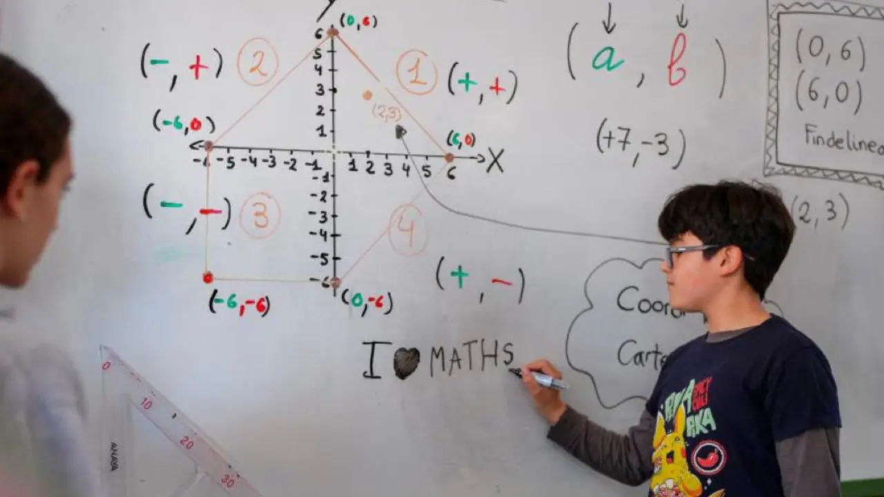 Un estudiante participa activamente en una clase de matem&aacute;ticas en Madrid.