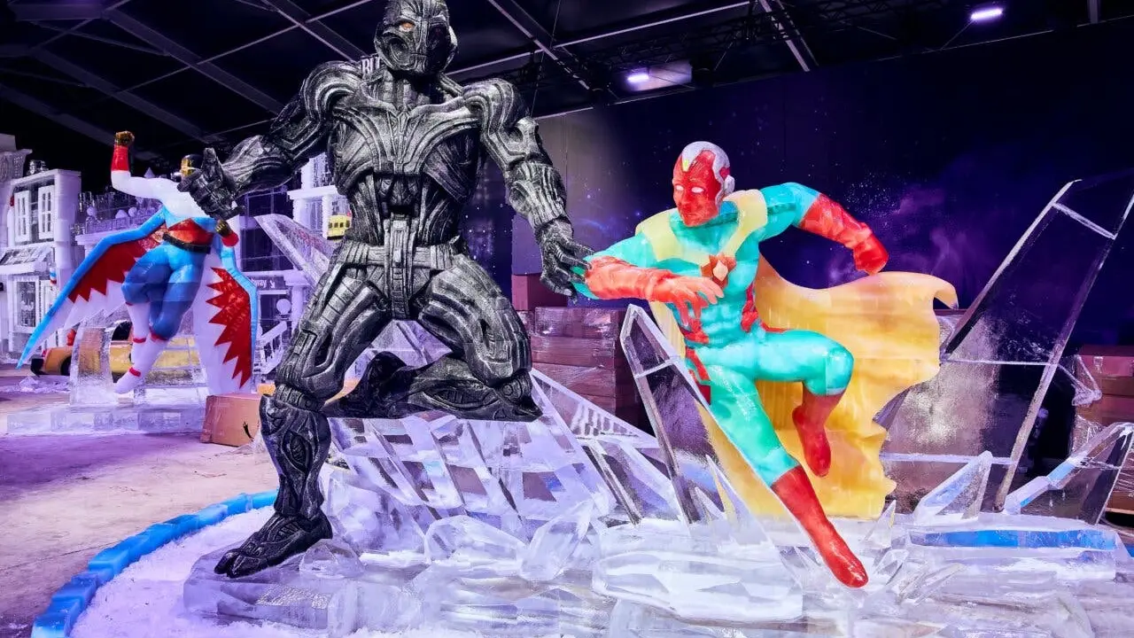 El Ice Festival presenta esculturas de hielo inspiradas en h&eacute;roes y villanos. Una experiencia &uacute;nica en Torrej&oacute;n.