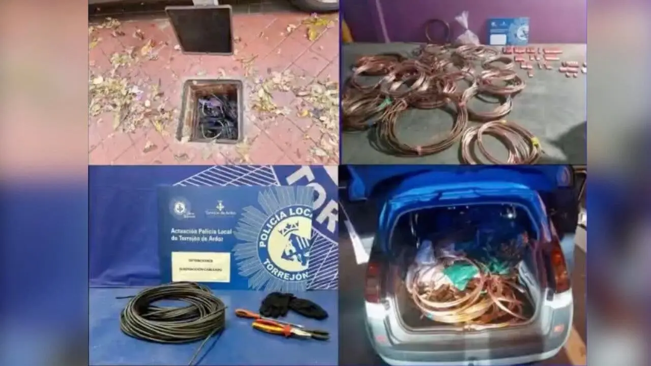 La Polic&iacute;a Local detiene a tres personas en una operaci&oacute;n contra el robo de cable.