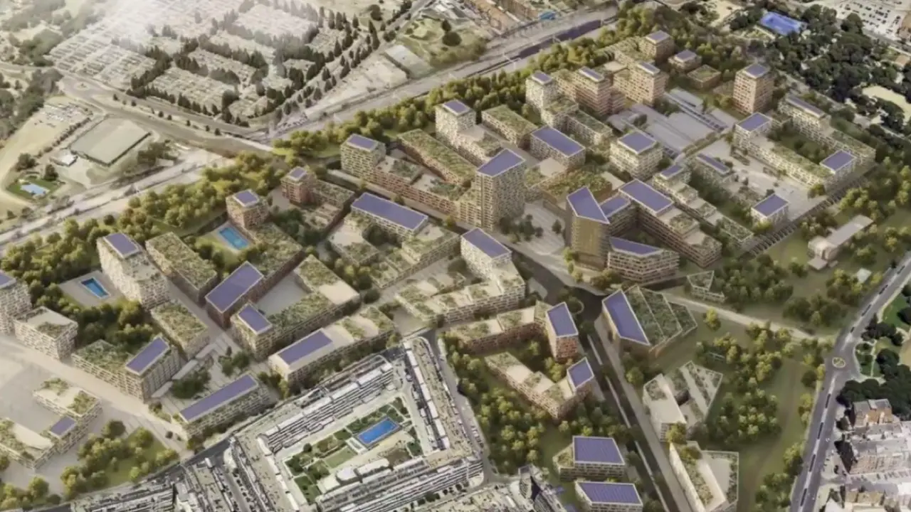 Recreaci&oacute;n del futuro barrio de Roca City en Alcal&aacute; de Henares. AYTO. DE ALCAL&Aacute;