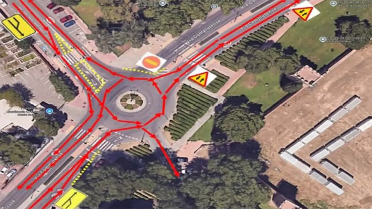 Plano de los desv&iacute;os y cambios de circulaci&oacute;n por la Fase 2 de las obras en V&iacute;a Complutense. AYUNTAMIENTO DE ALCAL&Aacute; DE HENARES