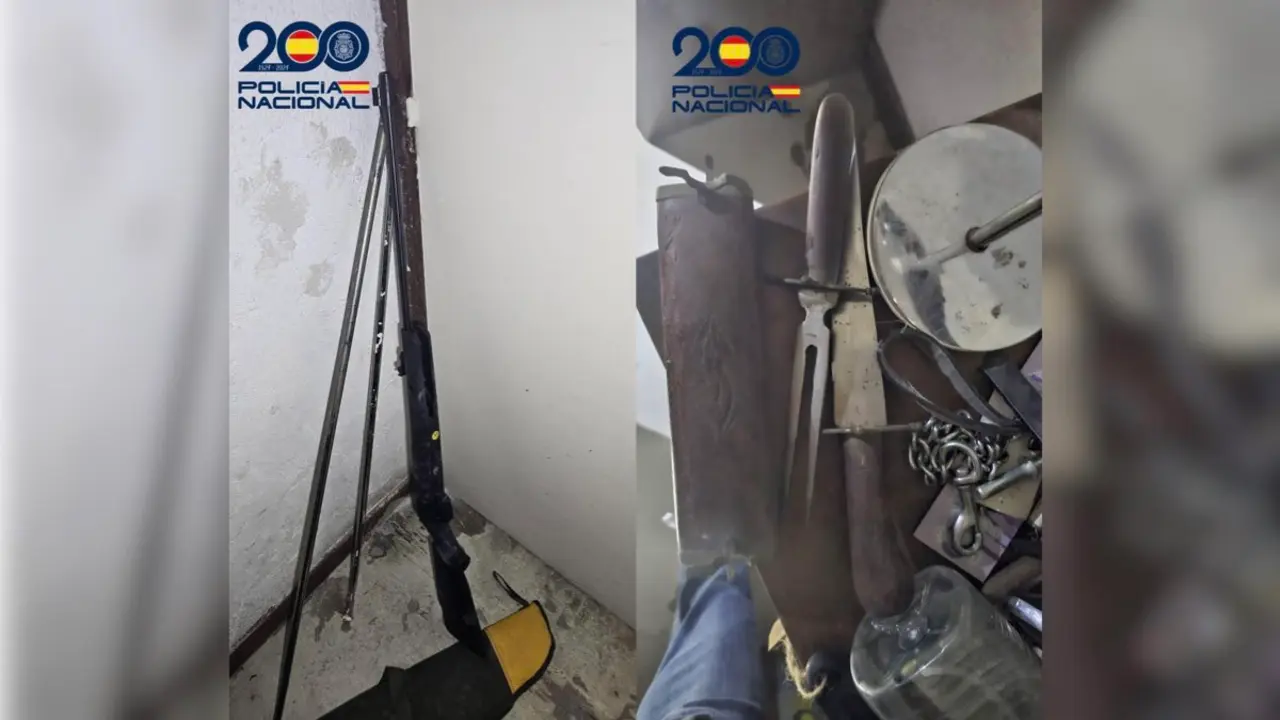 Armas incautadas por la Polic&iacute;a Nacional en la vivienda del joven atrincherado en Torrej&oacute;n de Ardoz. POLIC&Iacute;A NACIONAL