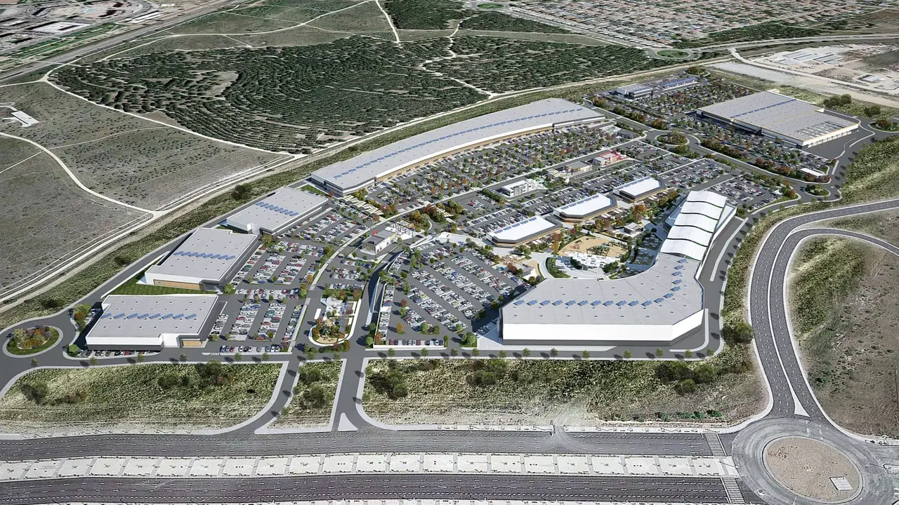 Vista a&eacute;rea del proyecto del nuevo centro comercial OMO Ca&ntilde;averal Retail Park. OMO RETAIL