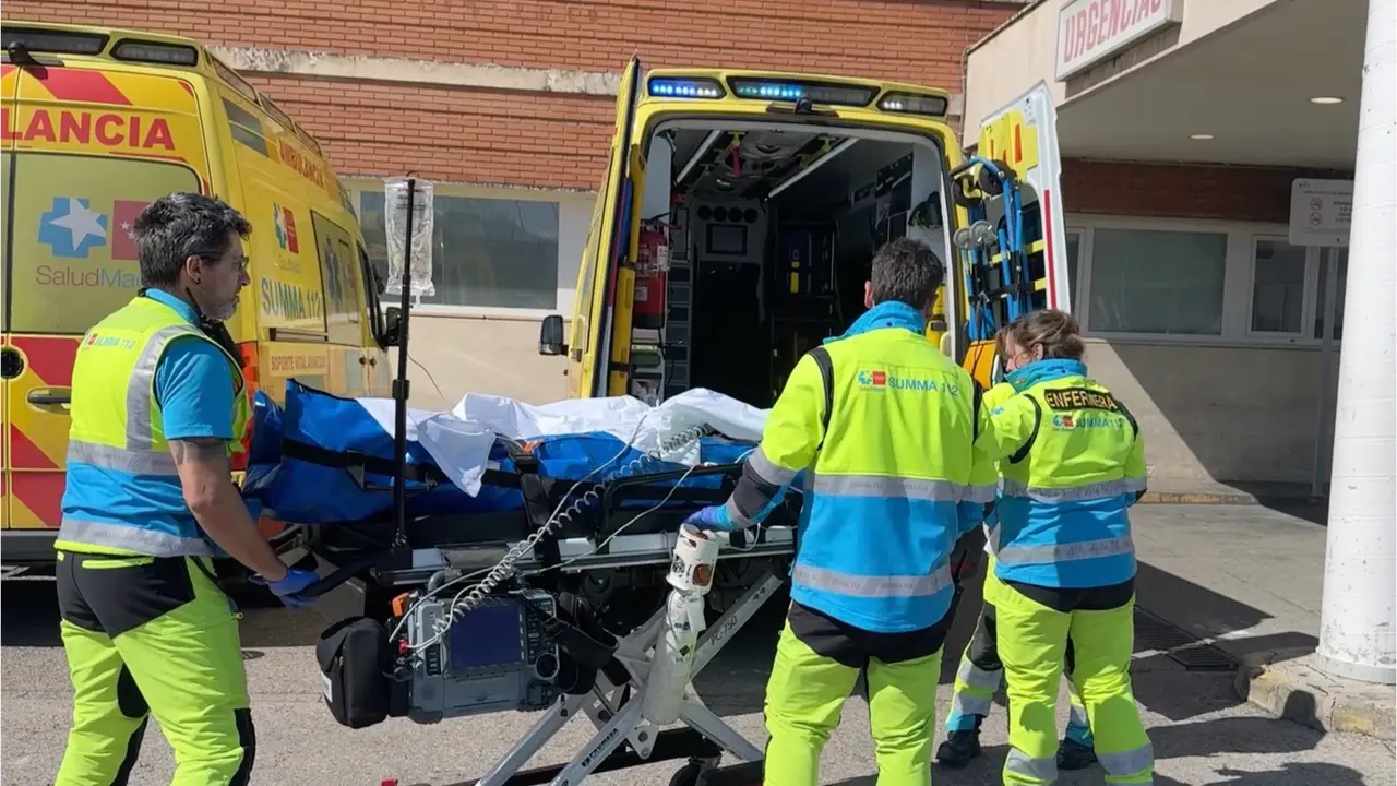 Momento de la llegada del paciente al hospital. 112 COMUNIDAD DE MADRID