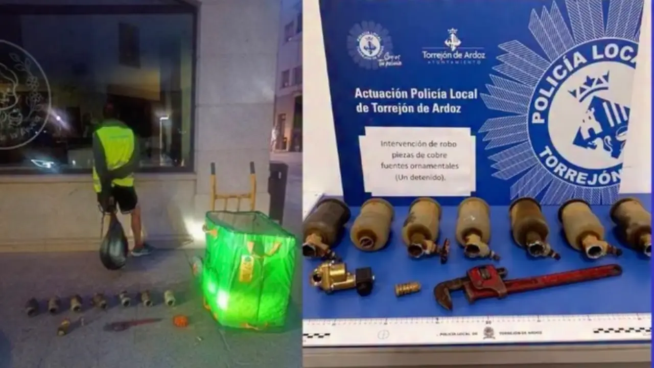 Piezas recuperadas por la Polic&iacute;a Local. POLIC&Iacute;A LOCAL DE TORREJ&Oacute;N DE ARDOZ