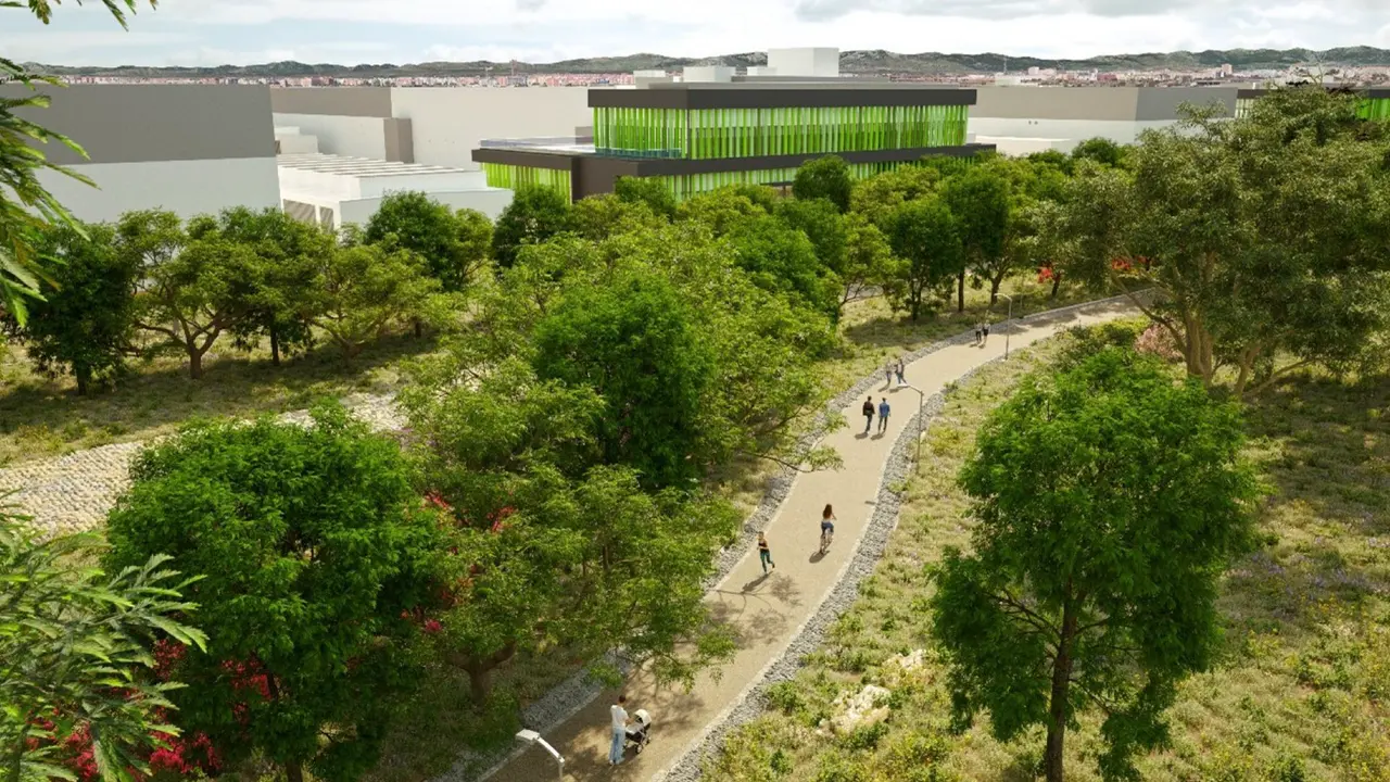 Recreaci&oacute;n del futuro campus de centros de datos en el sur de la Comunidad de Madrid.