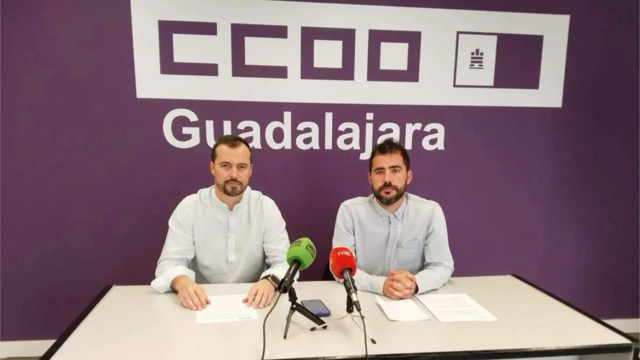 Responsables de CCOO Guadalajara durante la rueda de prensa. CCOO