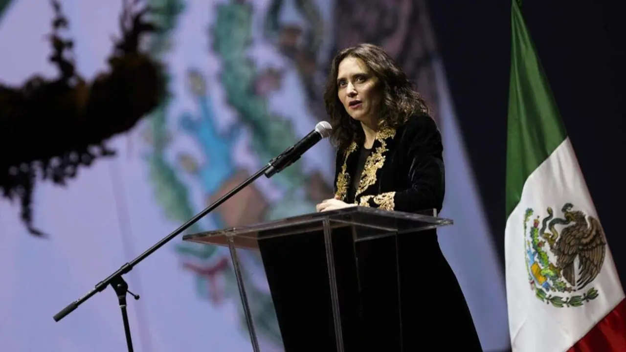 Isabel D&iacute;az Ayuso durante su intervenci&oacute;n anoche en M&eacute;xico. COMUNIDAD DE MADRID