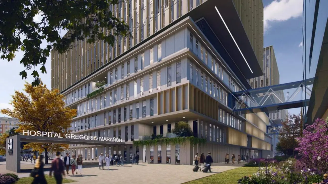 Recreaci&oacute;n del futuro Hospital Gregorio Mara&ntilde;&oacute;n tras la ampliaci&oacute;n prevista por la Comunidad de Madrid. COMUNIDAD DE MADRID.