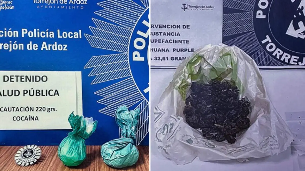 Parte de las sustancias estupefacientes intervenidas por la Polic&iacute;a Local de Torrej&oacute;n de Ardoz. AYUNTAMIENTO DE TORREJ&Oacute;N DE ARDOZ.