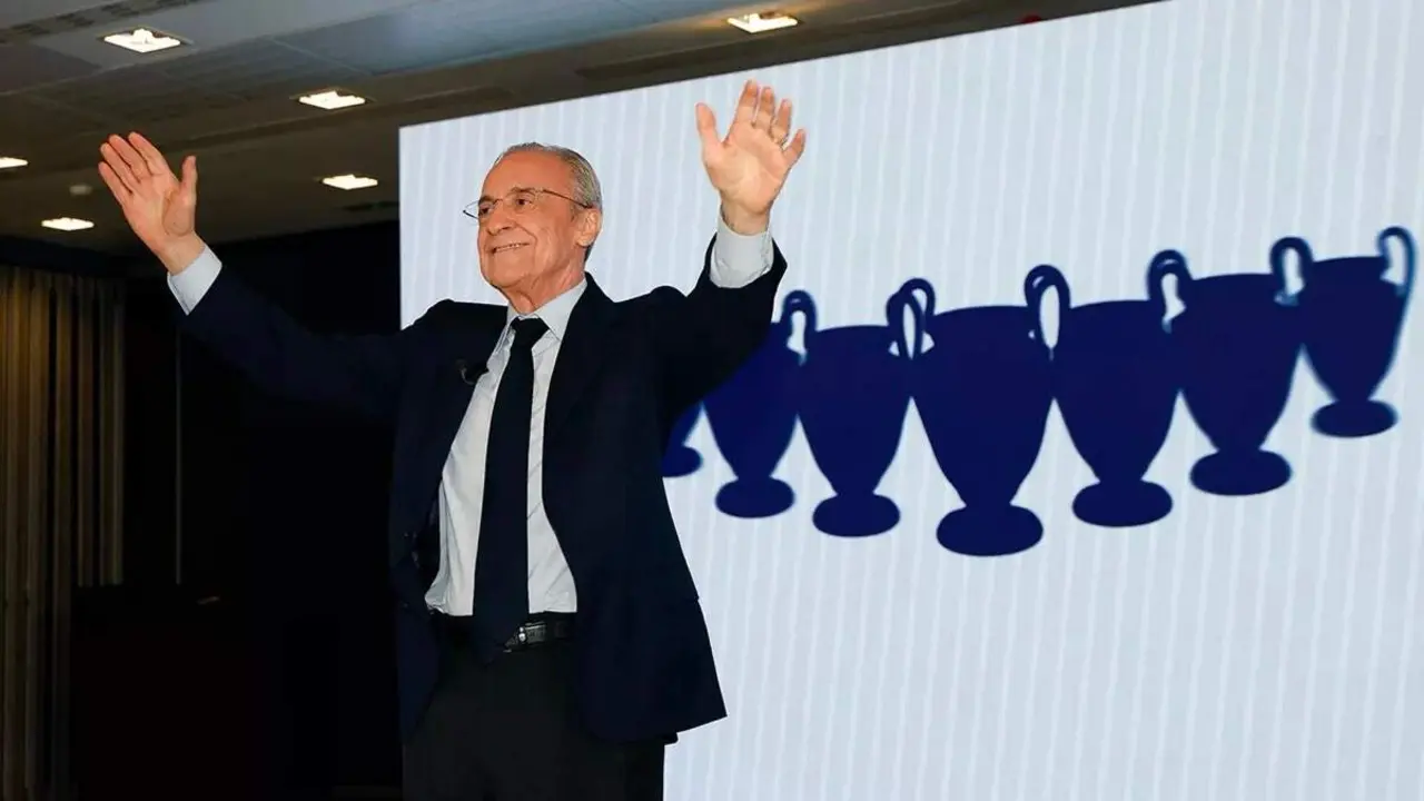 Florentino P&eacute;rez celebra su victoria tras las elecciones. REAL MADRID