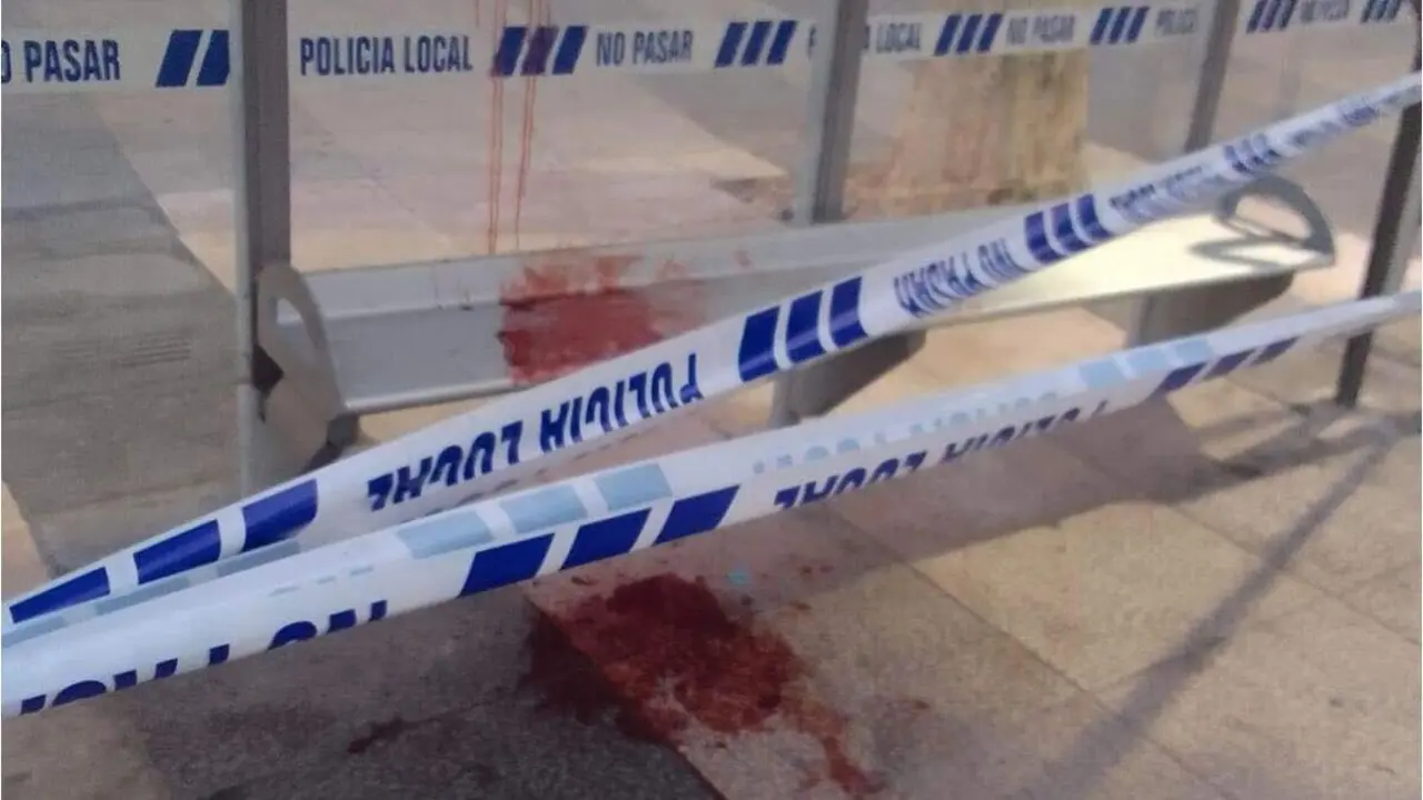 Marquesina de autob&uacute;s donde fue atendida la mujer. POLIC&Iacute;A LOCAL DE ARGANDA DEL REY