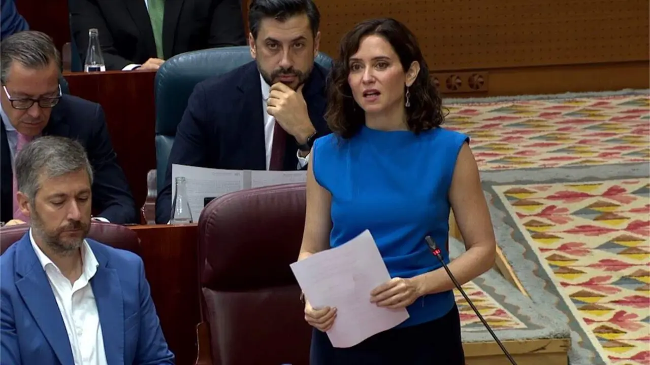 Isabel D&iacute;az Ayuso, este jueves, durante el Pleno de la Asamblea de Madrid. COMUNIDAD DE MADRID