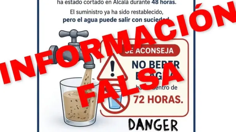 Cartel falso sobre el suministro de agua en Alcal&aacute; de Henares. AYUNTAMIENTO DE ALCAL&Aacute; DE HENARES