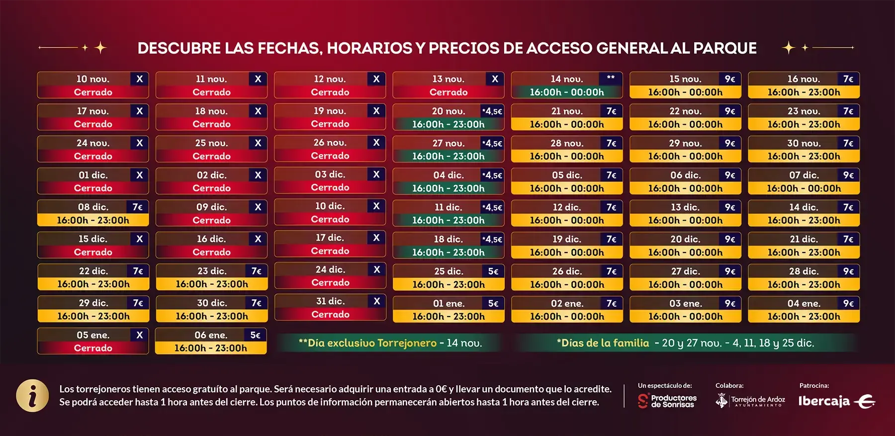 Horarios y precios de acceso al parque de Navidad de Torrejón de Ardoz.