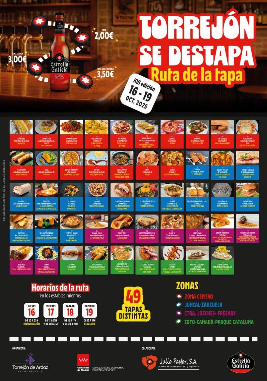 Cartel de la ruta de la tapa Torrejón se desTapa 2025 con precios y propuestas