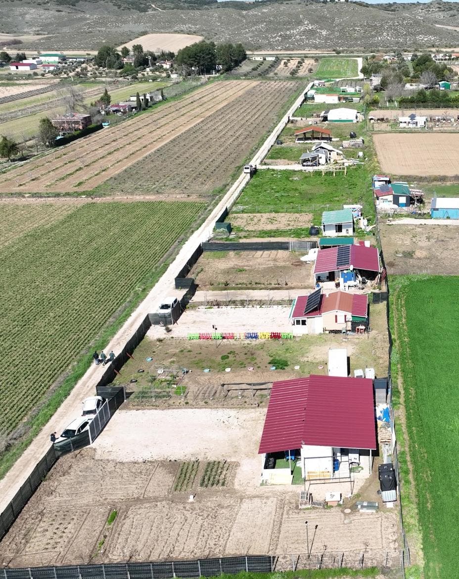 Vista aérea de construcciones ilegales en suelo protegido