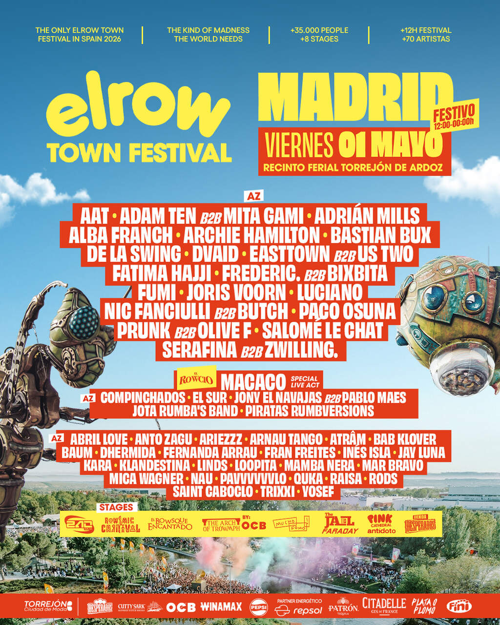 Cartel de elrow Tow Madrid 2026.