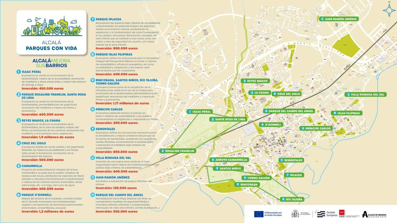 Plano con las actuaciones del plan. AYTO. DE ALCALÁ