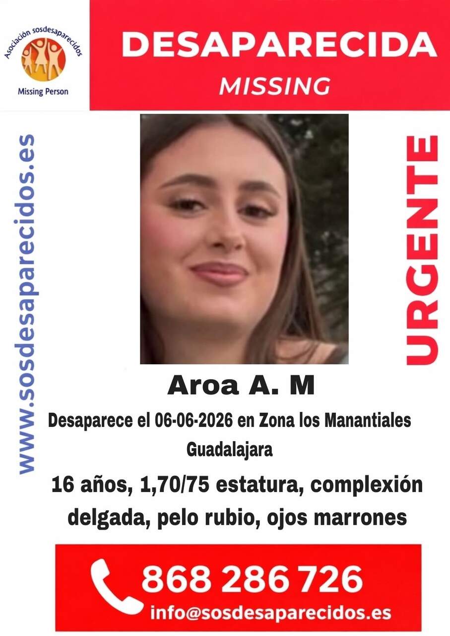 Cartel difundido por SOS Desaparecidos para localizar a la menor. SOS DESAPARECIDOS