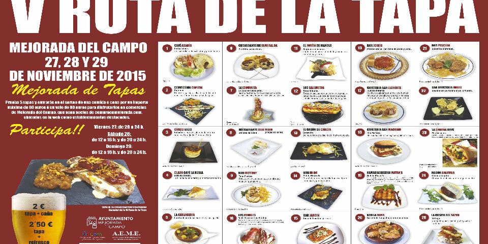 Mejorada celebra su V Ruta de la Tapa este fin de semana