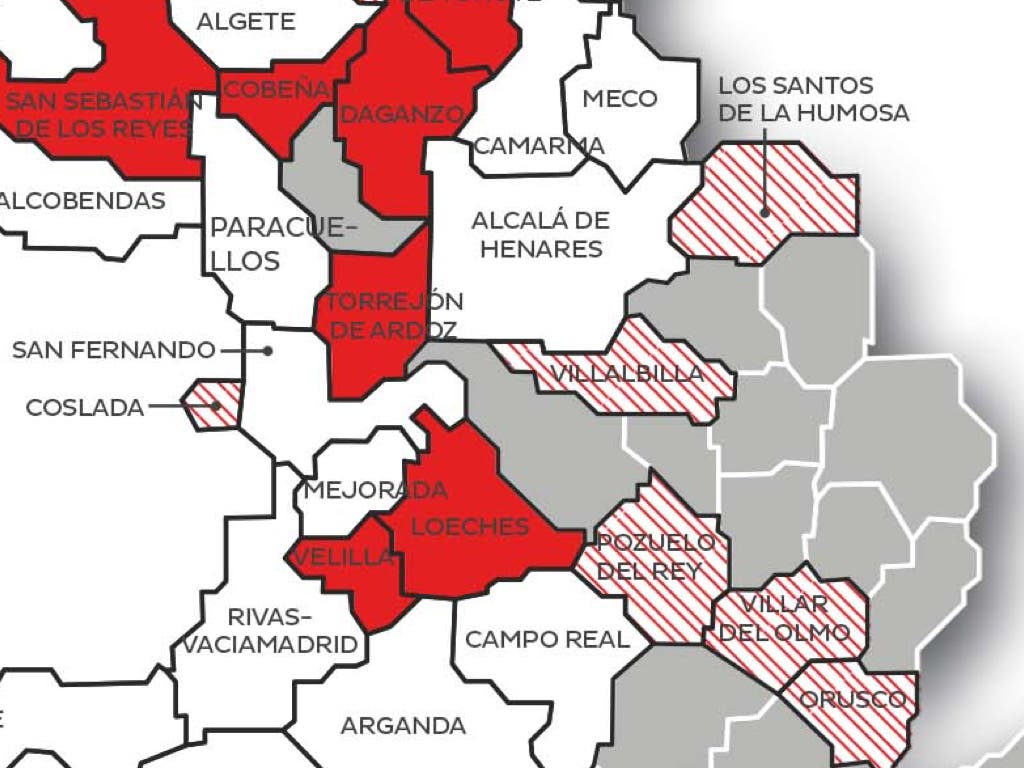 ¿Qué municipios del Corredor del Henares son merengues y cuáles son colchoneros?